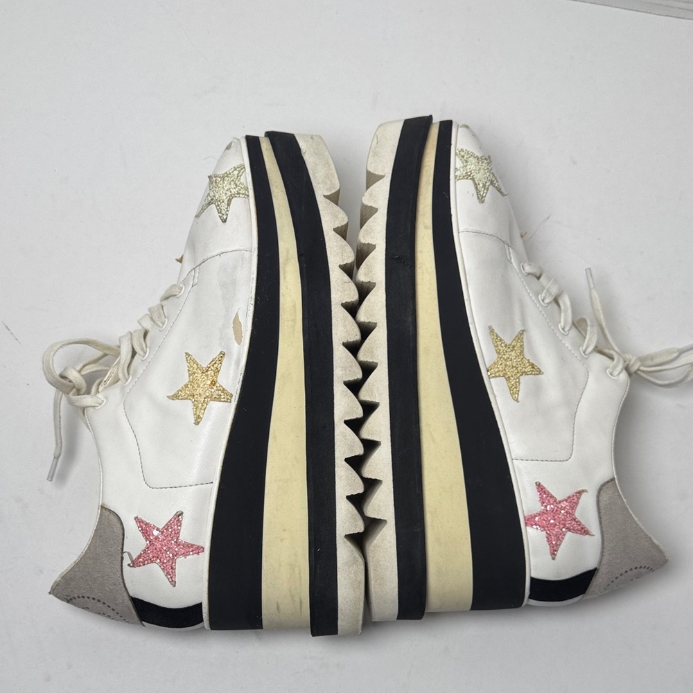 STELLA MCCARTNEY Women's Elyse Faux Leather Glitter Star Platform Sneaker‎ 37 - Picture 9 of 16